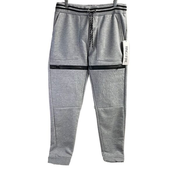 RING OF FIRE Mens Victory Textured Heat Joggers Heather Gray Size Large NWT - Picture 1 of 11